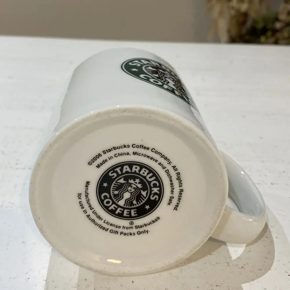 Starbucks Coffee Tea  Mug 2006 Logo Double Sided White Green Siren - Picture 4 of 8